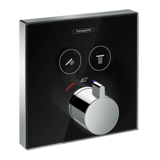 HANSGROHE ShowerSelect Термостат  для двух потребителей, стеклянный, СМ черный/хром (15738600) фото 1 Aquada.com.ua