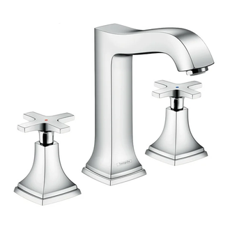 Смеситель для раковины на 3 отверстия Hansgrohe Metropol Classic (цвет - хром), с донным клапаном (31307000) фото 1 Aquada.com.ua