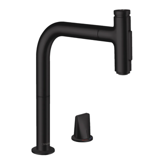 Смеситель для кухни Hansgrohe Metris Select 200 2jet, sBox (цвет - чёрный матовый), с вытяжным душем (73818670) фото 1 Aquada.com.ua