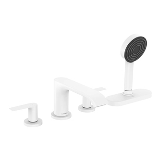 Смеситель на борт ванны Hansgrohe Vivenis (цвет - белый матовый), с душевым гарнитуром (75444700) фото 1 Aquada.com.ua