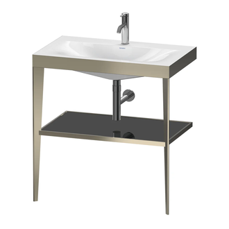 Металлическая консоль с раковиной c-bonded Duravit XViu 80 х 48 х h85 см, матовое шампанское/чёрный глянцевый (XV4715OB140) фото 1 Aquada.com.ua
