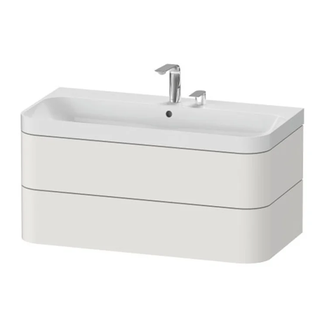 Тумба подвесная с раковиной c-shaped Duravit Happy D.2 Plus 97,5 х 49 см, скандинавский белый шелковисто-матовый лак (HP4348E3939) фото 1 Aquada.com.ua