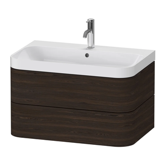 Тумба подвесная с раковиной c-shaped Duravit Happy D.2 Plus 77,5 х 49 см, орех брашированный (HP4347O6969) фото 1 Aquada.com.ua