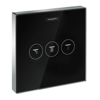 HANSGROHE ShowerSelect Модуль с тремя запорными клапанами, стеклянный, черный/хром (15736600) фото 1 Aquada.com.ua