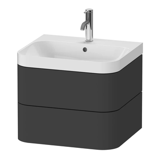 Тумба подвесная с раковиной c-shaped Duravit Happy D.2 Plus 57,5 х 49 см, графит суперматовый (HP4345O8080) фото 1 Aquada.com.ua