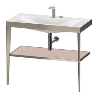 Металлическая консоль с раковиной c-bonded Duravit XViu 100 х 48 х h85 см, матовое шампанское/абрикосовый жемчуг (XV4716EB110) фото 1 Aquada.com.ua