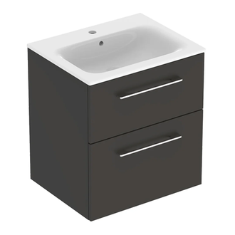 Тумба с раковиной Geberit Selnova Square slim rim 60 см, лава матовая (501.237.00.1)