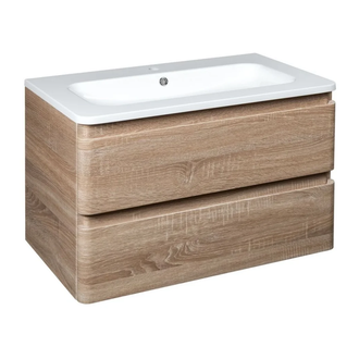 Тумба с раковиной Devit Fly 800 x 480 х 520 мм, светлый дуб (0021120WO) фото 1 Aquada.com.ua