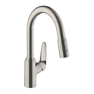 Кухонный смеситель 180, с вытяжным душем, 2jet Hansgrohe Focus M42 (цвет - сталь) 71801800