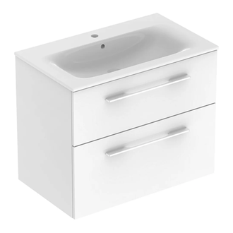 Тумба с раковиной Geberit Selnova Square slim rim 80 см, белый глянцевый (501.240.00.1)