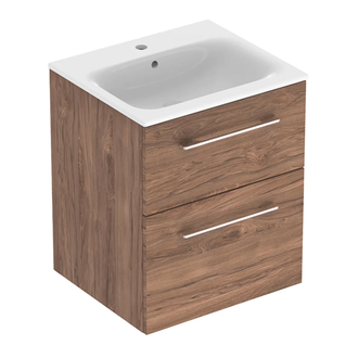 Тумба с раковиной Geberit Selnova Square slim rim 55 см, орех тёмный (501.234.00.1)