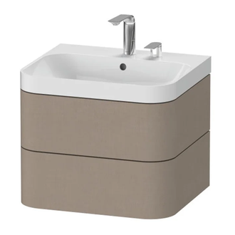 Тумба подвесная с раковиной c-shaped Duravit Happy D.2 Plus 57,5 х 49 см, лён (HP4345E7575) фото 1 Aquada.com.ua