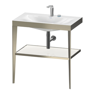 Металлическая консоль с раковиной c-bonded Duravit XViu 80 х 48 х h85 см, матовое шампанское/белый глянцевый (XV4715EB185) фото 1 Aquada.com.ua