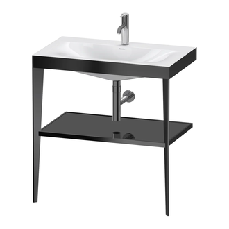 Металлическая консоль с раковиной c-bonded Duravit XViu 80 х 48 х h85 см, чёрный матовый/чёрный глянецевый (XV4715OB240) фото 1 Aquada.com.ua