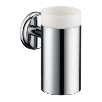 Стакан для зубных щеток с держателем Hansgrohe Logis Classic (цвет - хром, керамика белая) (41618000) фото 1 Aquada.com.ua