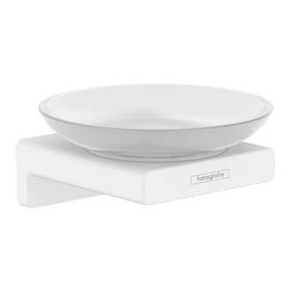 Мыльница подвесная Hansgrohe AddStoris, белый матовый/стекло матовое (41746700) фото 1 Aquada.com.ua