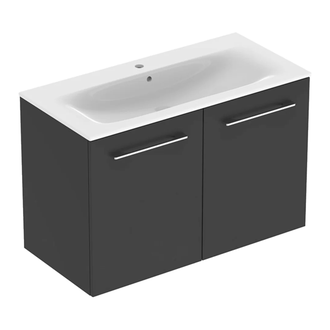 Тумба с раковиной Geberit Selnova Square slim rim 100 см, лава матовая (501.261.00.1)
