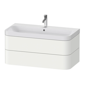 Тумба подвесная с раковиной c-shaped Duravit Happy D.2 Plus 97,5 х 49 см, белый шелковисто-матовый лак (HP4348O3636) фото 1 Aquada.com.ua