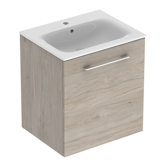 Тумба с раковиной Geberit Selnova Square slim rim 60 см, орех светлый (501.255.00.1)