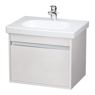 Тумба под умывальник Duravit D-code 60 см, матовый белый + раковина с 1 отв. 65 см + сифон, белый (KT006201818) фото 1 Aquada.com.ua