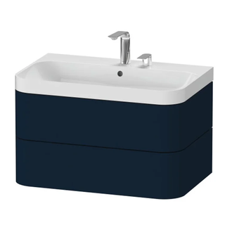 Тумба подвесная с раковиной c-shaped Duravit Happy D.2 Plus 77,5 х 49 см, тёмно синий шелковисто-матовый лак (HP4347E9898) фото 1 Aquada.com.ua