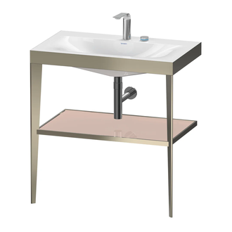 Металлическая консоль с раковиной c-bonded Duravit XViu 80 х 48 х h85 см, матовое шампанское/абрикосовый жемчуг (XV4715EB110) фото 1 Aquada.com.ua
