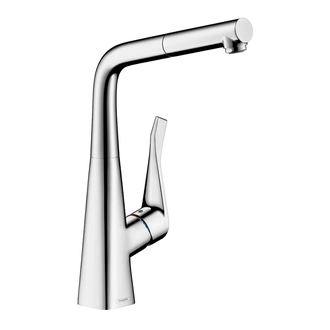 Смеситель для кухни 320 Hansgrohe Metris M71 с вытяжным изливом, 1jet, sBox (цвет - хром) 73812000