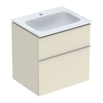 Тумба с раковиной Geberit iCon slim rim 60 см, корпус и фасад - песочно-серый глянец / ручки - песочно-серый глянец 502.335.JL.1