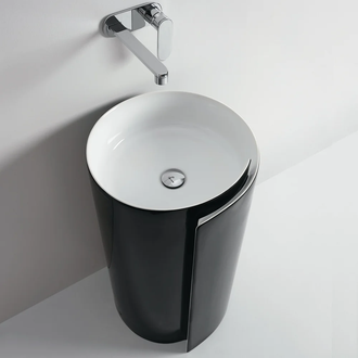 Раковина напольная Flaminia Monoroll Bianco/Nero Ø44 х h85 см (MR44P/BIANCO/NERO) фото 1 Aquada.com.ua