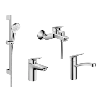 Набор смесителей для ванны и кухни 4-в-1 Hansgrohe Logis/Crometta (цвет - хром) (20200000) фото 1 Aquada.com.ua