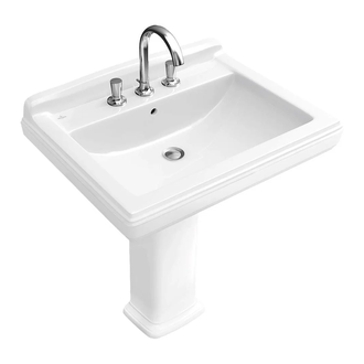 Раковина подвесная Villeroy & Boch Hommage 650 х 530 мм, с 3 отверстиями под смесителя (белый star white) (7101KGR2) фото 1 Aquada.com.ua