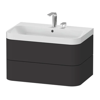 Тумба подвесная с раковиной c-shaped Duravit Happy D.2 Plus 77,5 х 49 см, графит суперматовый (HP4347E8080) фото 1 Aquada.com.ua