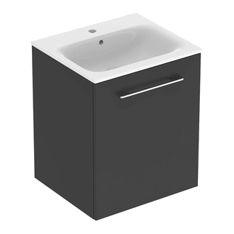 Тумба с раковиной Geberit Selnova Square slim rim 55 см, лава матовая (501.249.00.1)
