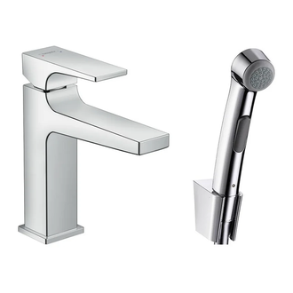 Смеситель для раковины с гигиеническим душем Hansgrohe Metropol (цвет - хром), с донным клапаном (32522000) фото 1 Aquada.com.ua
