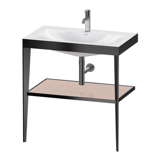 Металлическая консоль с раковиной c-bonded Duravit XViu 80 х 48 х h85 см, чёрный матовый/абрикосовый жемчуг (XV4715OB210) фото 1 Aquada.com.ua