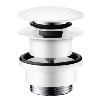 Донний клапан Hansgrohe для умивальників з переливом push-open, білий матовий (50100700)
