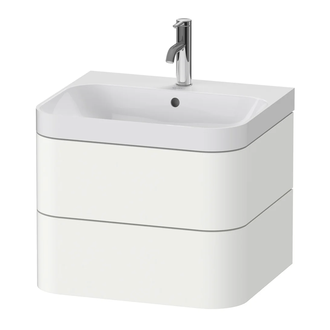 Тумба подвесная с раковиной c-shaped Duravit Happy D.2 Plus 57,5 х 49 см, белый шелковисто-матовый лак (HP4345O3636) фото 1 Aquada.com.ua