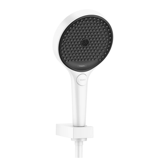 Душевой гарнитур Hansgrohe Rainfinity (цвет - белый матовый/чёрный), 3 типа струи, шланг 1600 мм (26851700) фото 1 Aquada.com.ua