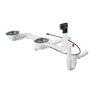 Сифон Hansgrohe D17-12 Automatic з переливом для миття з композиту на дві чаші Select (43948000)