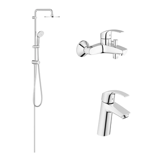 Набор смесителей для ванны 3-в-1 Grohe Eurosmart (цвет - хром) (123389М) фото 1 Aquada.com.ua