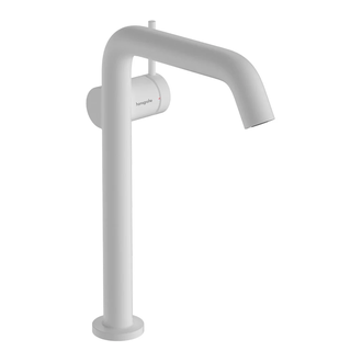 Смеситель для раковины высокий 240 Fine CoolStart Hansgrohe Tecturis S (цвет - белый матовый), с донным клапаном push-open 73370700