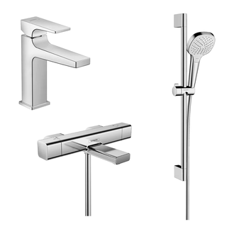 Набор смесителей для ванны с термостатом 3-в-1 Hansgrohe Metropol/Ecostat E/Croma Select E (цвет - хром) (157742020) фото 1 Aquada.com.ua