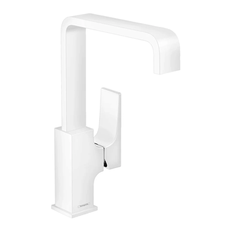 Смеситель для раковины Hansgrohe Metropol (цвет - белый матовый), с донным клапаном Push-Open (32511700) фото 1 Aquada.com.ua