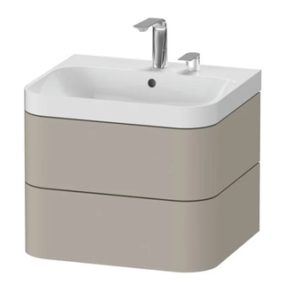 Тумба подвесная с раковиной c-shaped Duravit Happy D.2 Plus 57,5 х 49 см, серо-коричневый шелковисто-матовый лак (HP4345E6060) фото 1 Aquada.com.ua