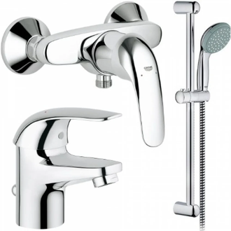 Набор смесителей Grohe Euroeco 123232 умыв,душ,стойка