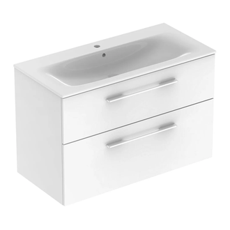 Тумба с раковиной Geberit Selnova Square slim rim 100 см, белый глянцевый (501.244.00.1)
