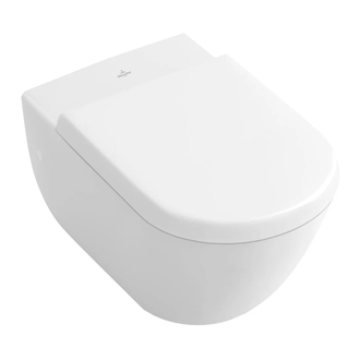 VILLEROY & BOCH VERITY DESIGN комплект: унитаз 37*56см подвесной, без ободка, горизонтальный выпуск, сиденье QuickRelease и SoftClosing, белый альпин (5643HR01) фото 1 Aquada.com.ua