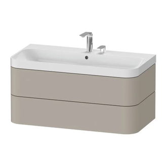 Тумба подвесная с раковиной c-shaped Duravit Happy D.2 Plus 97,5 х 49 см, серо-коричневый шелковисто-матовый лак (HP4348E6060) фото 1 Aquada.com.ua