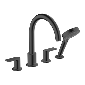 Смеситель на борт ванны Hansgrohe Vernis Shape (цвет - чёрный матовый), с душевым гарнитуром (71459670) фото 1 Aquada.com.ua