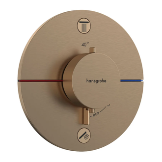 Термостат на 2 потребителя со встроенной защитной комбинацией EN 1717 Hansgrohe ShowerSelect Comfort S (цвет - шлифованная бронза) 15556140